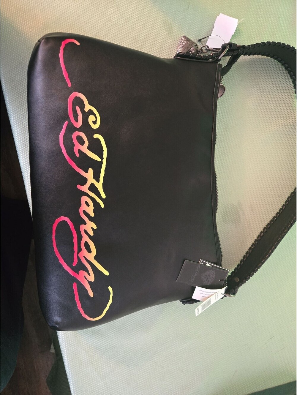 Vintage Ed Hardy 'Dead or Alive' Rhinestone Studded Hobo Bag NWT - Picture 2 of 7
